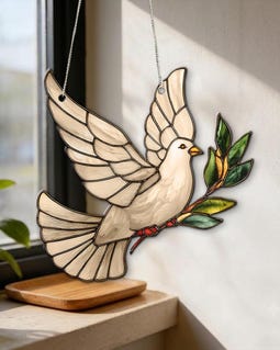 White Dove ACRYLIC Suncatcher, Peace Dove Window Hanging, Bird Sun Catcher Decor, Sympathy Gift, Housewarming Gift, Nature Lover Gift